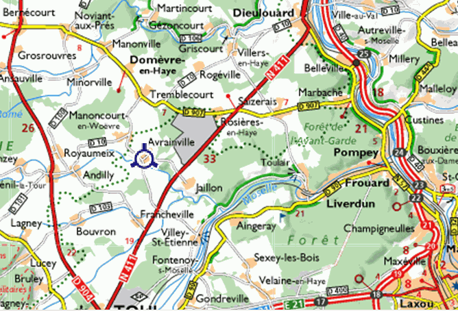 Toul : localisation de la base 136