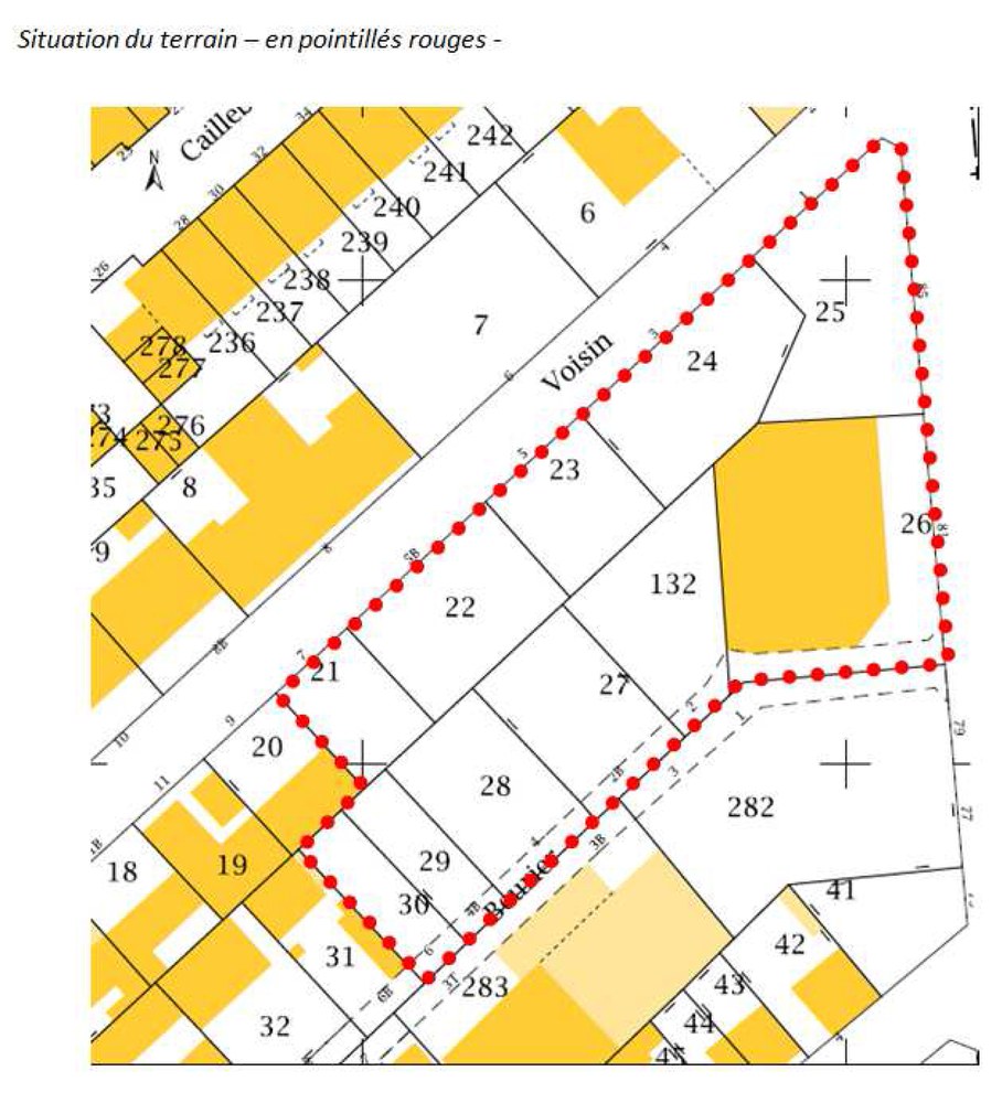 Asnières consultation Voisin Beurier 072016 carte périmètre sur cadastre