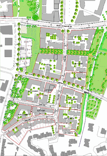 Angers : plan de masse de l'île des Chalets