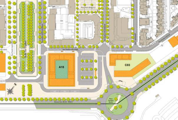 CASQY Guyancourt Villaroy entrée A15 C03 esquisse plan de masse mai 2012