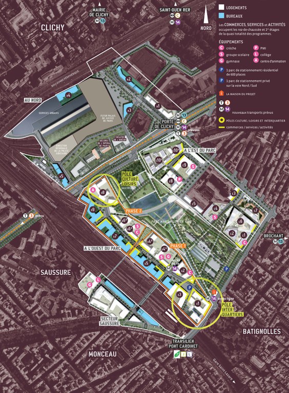 Clichy Batignolles nomenclature des lots de la ZAC janvier 2013 ciblage nord-ouest GRAND