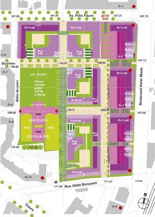 Lyon : plan de masse du projet de quartier Labuire