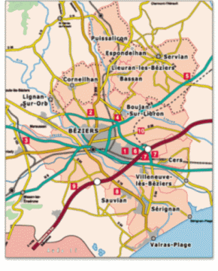 Béziers : Carte des zones d'activités