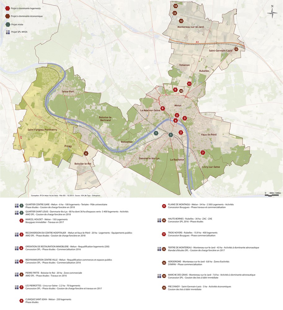 Melun valdeseine mvsa Carte des projets de l'agglomeration melunaise