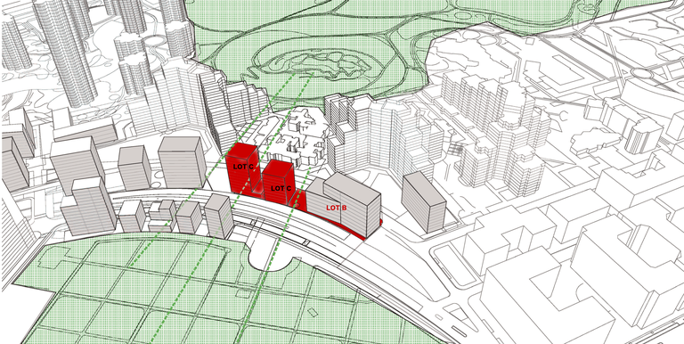 Nanterre Le Croissant maquette générale avec localisation lot B et lot C