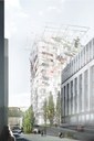 Lyon Confluence : début de chantier d'un immeuble de logements de 63 mètres de haut