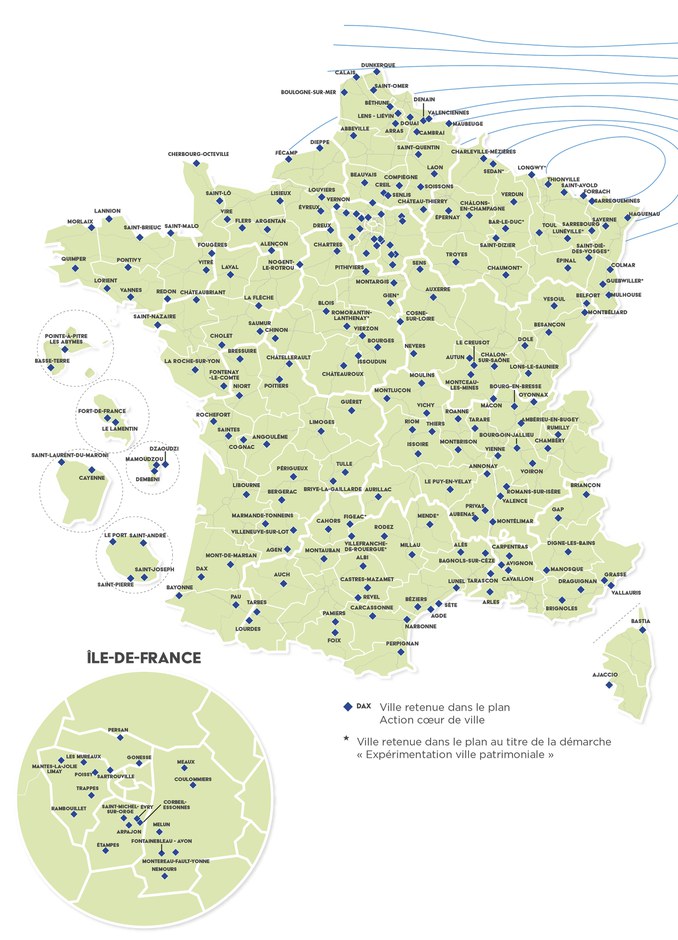 Plan action Cœur de ville – 222 villes retenues