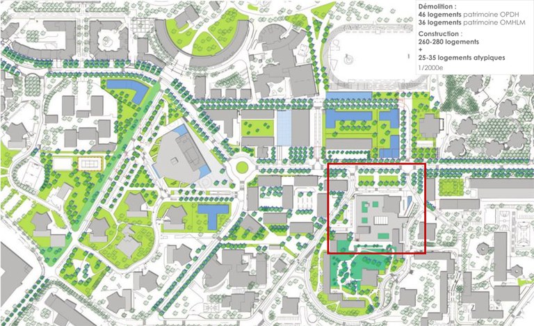 Secteur Fontenelles ZAC Parc Sud Plan masse