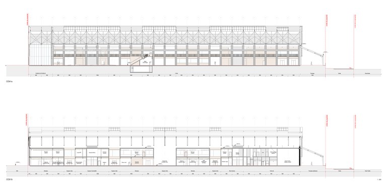 Toulouse-Halles Latécoère-Coupe longitudinale