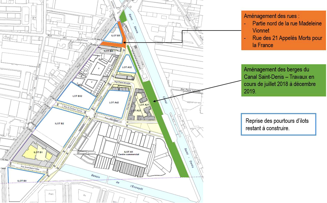 AUBERVILLIERS - ZAC CANAL Plan des espaces publics restants à aménager