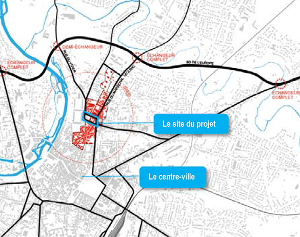 NIORT carte de localisation du site du quartier Pontreau Colline Saint André