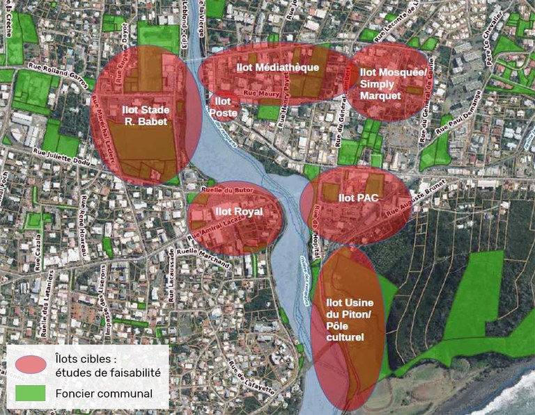 Saint Joseph - Reunion_Plan de situation des 7 îlots cibles_objet des actions et études