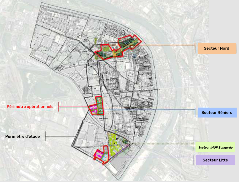 Villeneuve la Garenne LHT Périmètre étude Secteurs projets