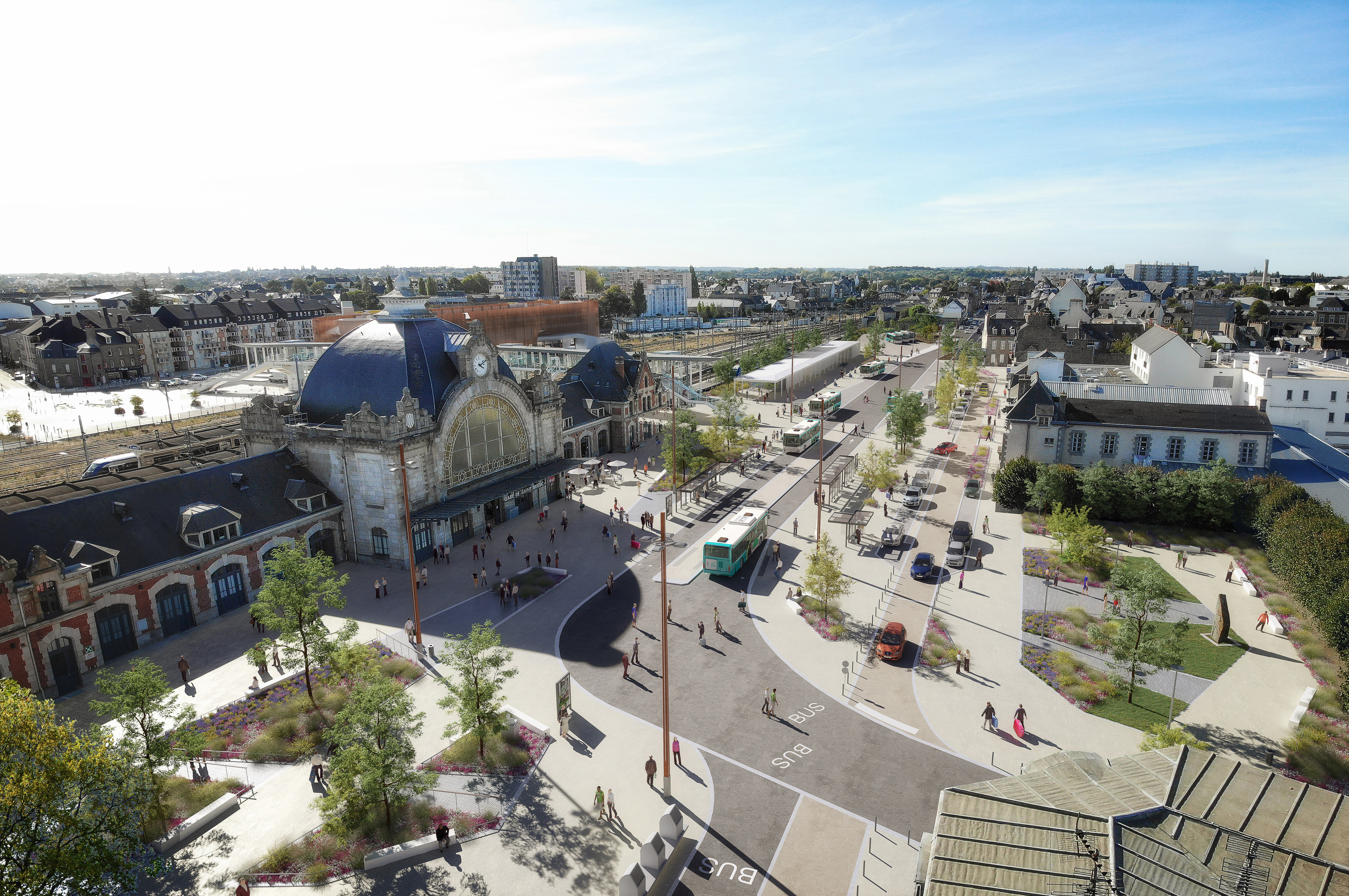 Saint-Brieuc parvis de la gare pôle multimodal projet perse Air Studio