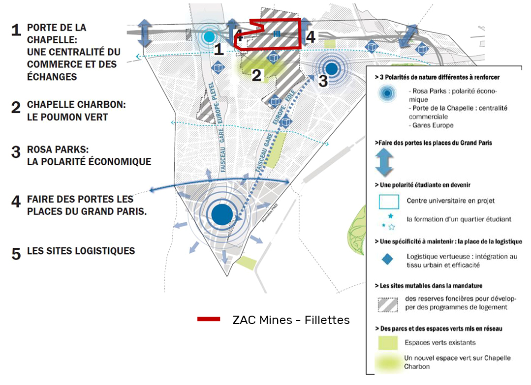 AE Zac gare des mines  fillette_le projet dans son contexte urbain