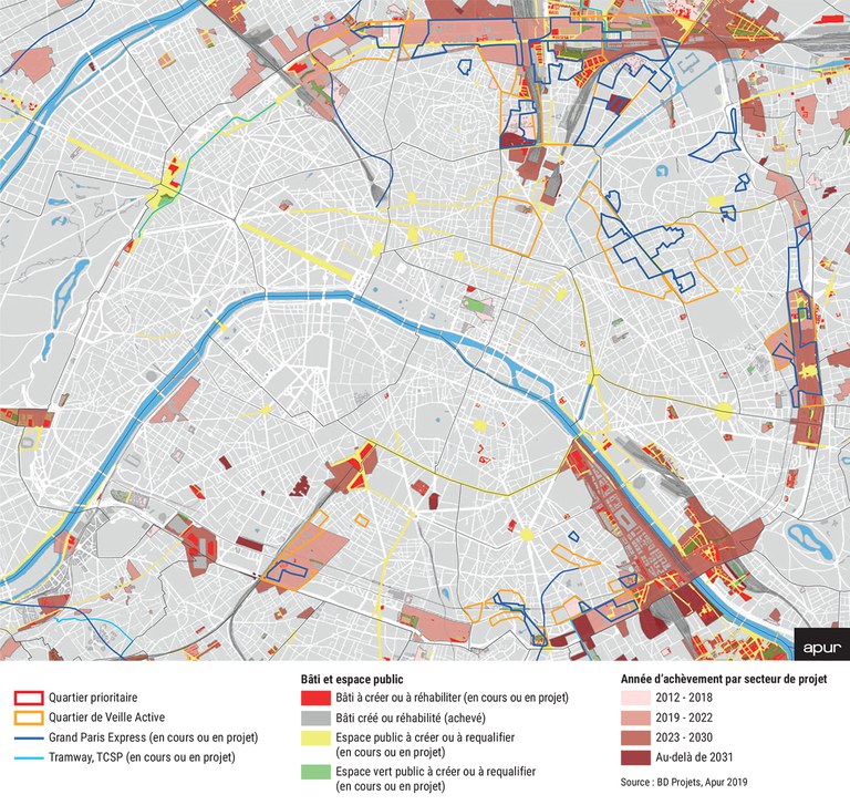 Paris QPV Projets Urbains par années