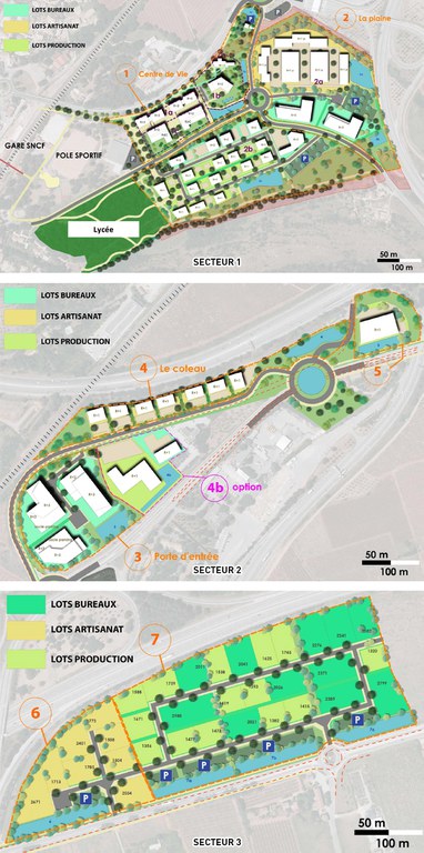 Varecopole plans d'aménagement de chaque secteur