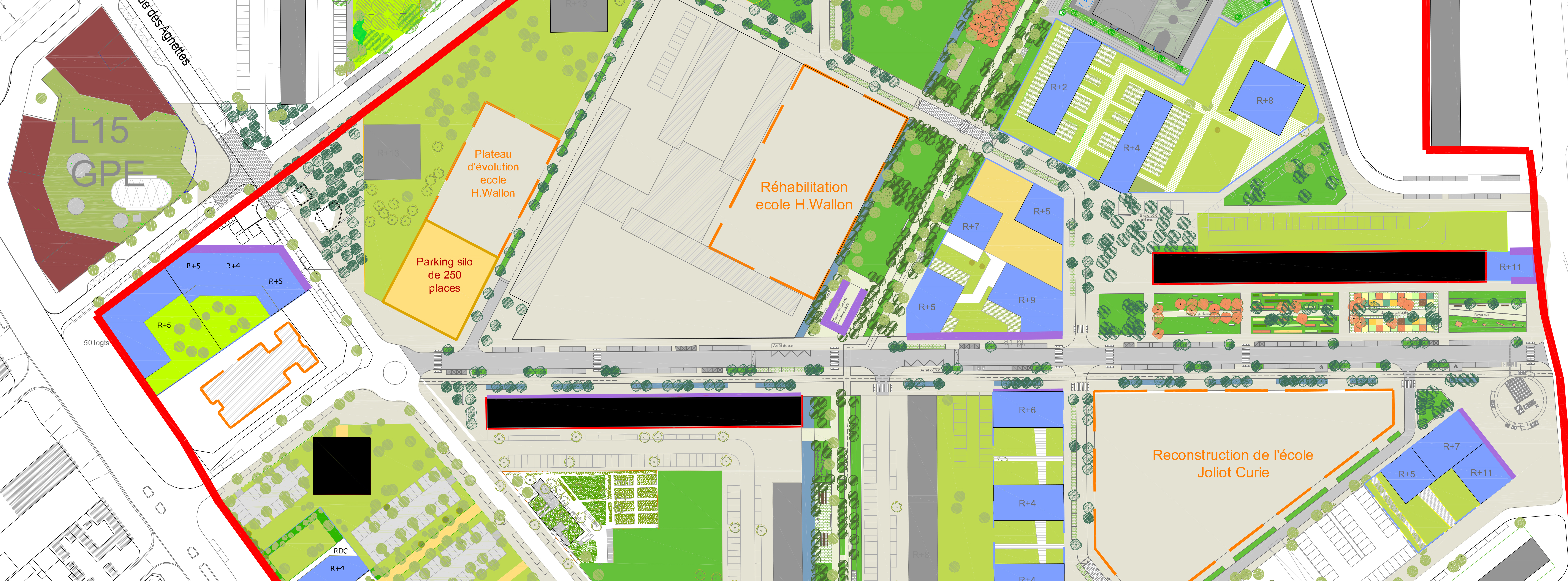 Gennevilliers ZAC Agnettes nouveau plan de masse projet BANDEAU