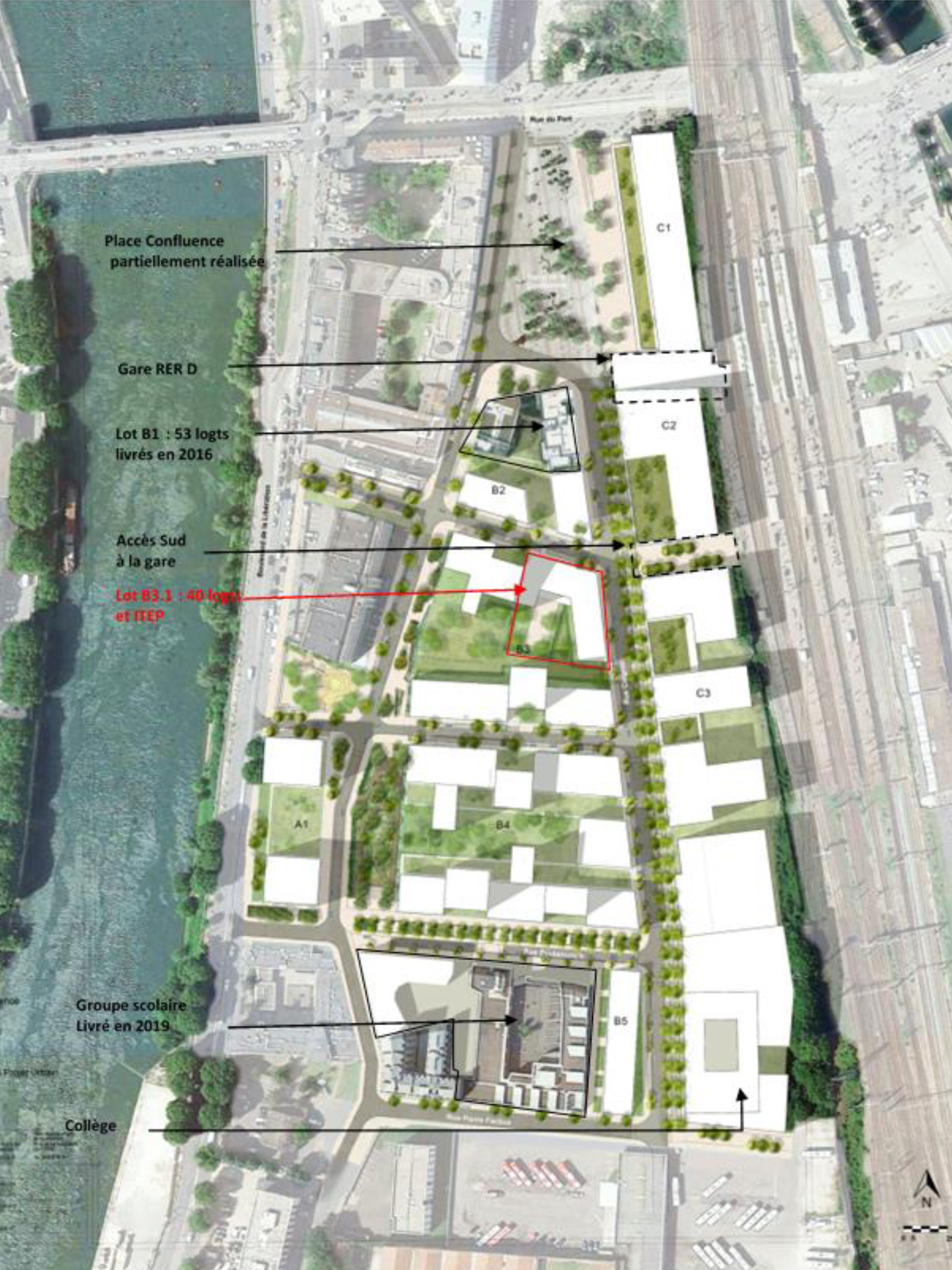 Saint-Denis ZAC Confluence plan lots avec repérage B3.1