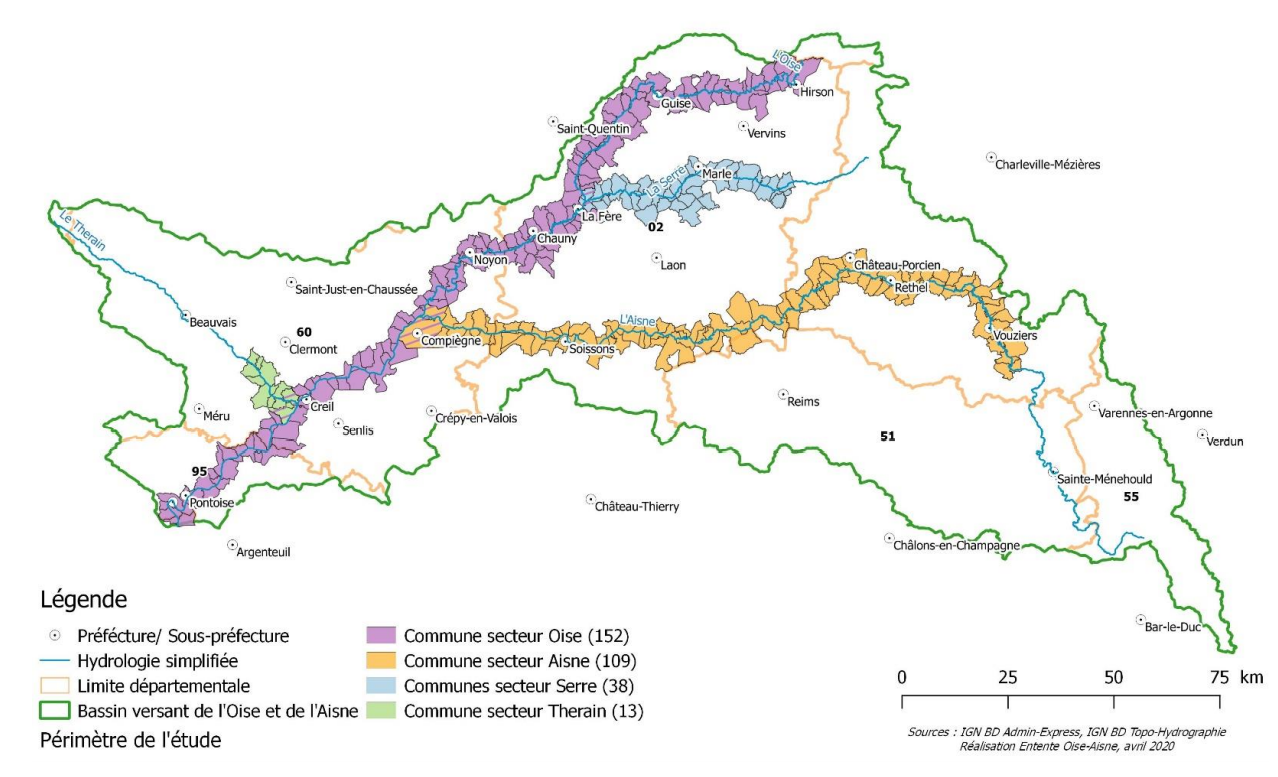 Bassin versant Oise -Carte périmètre de l'étude.PNG