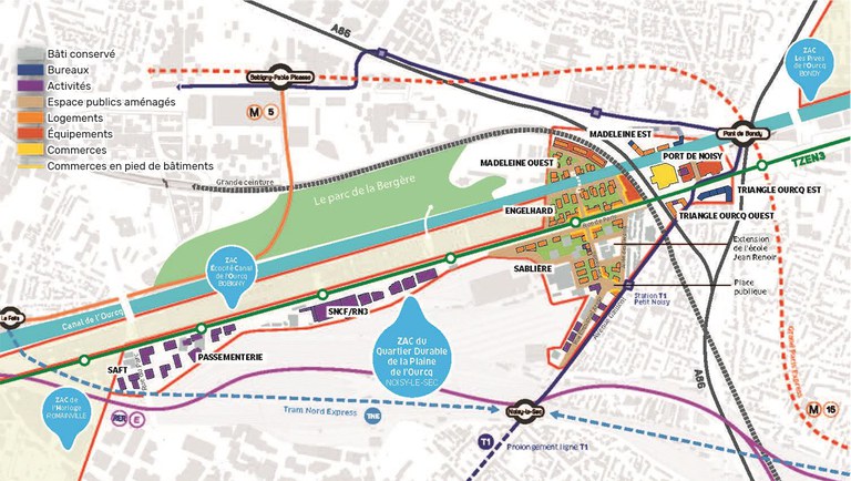 Plan masse de la ZAC du Quartier Durable de la Plaine de l’Ourcq