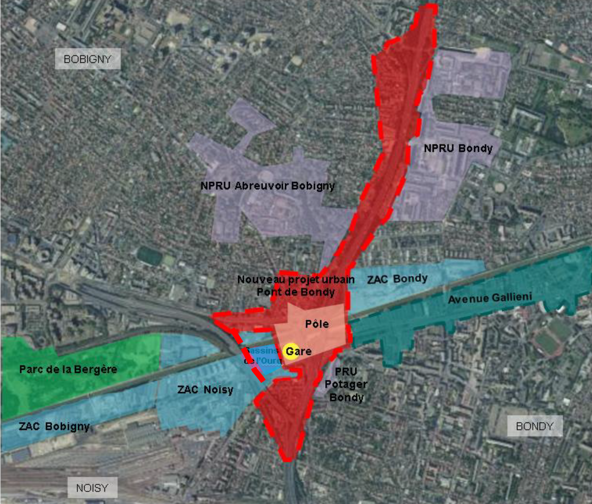 périmètre étude Pont de Bondy Est Ensemble