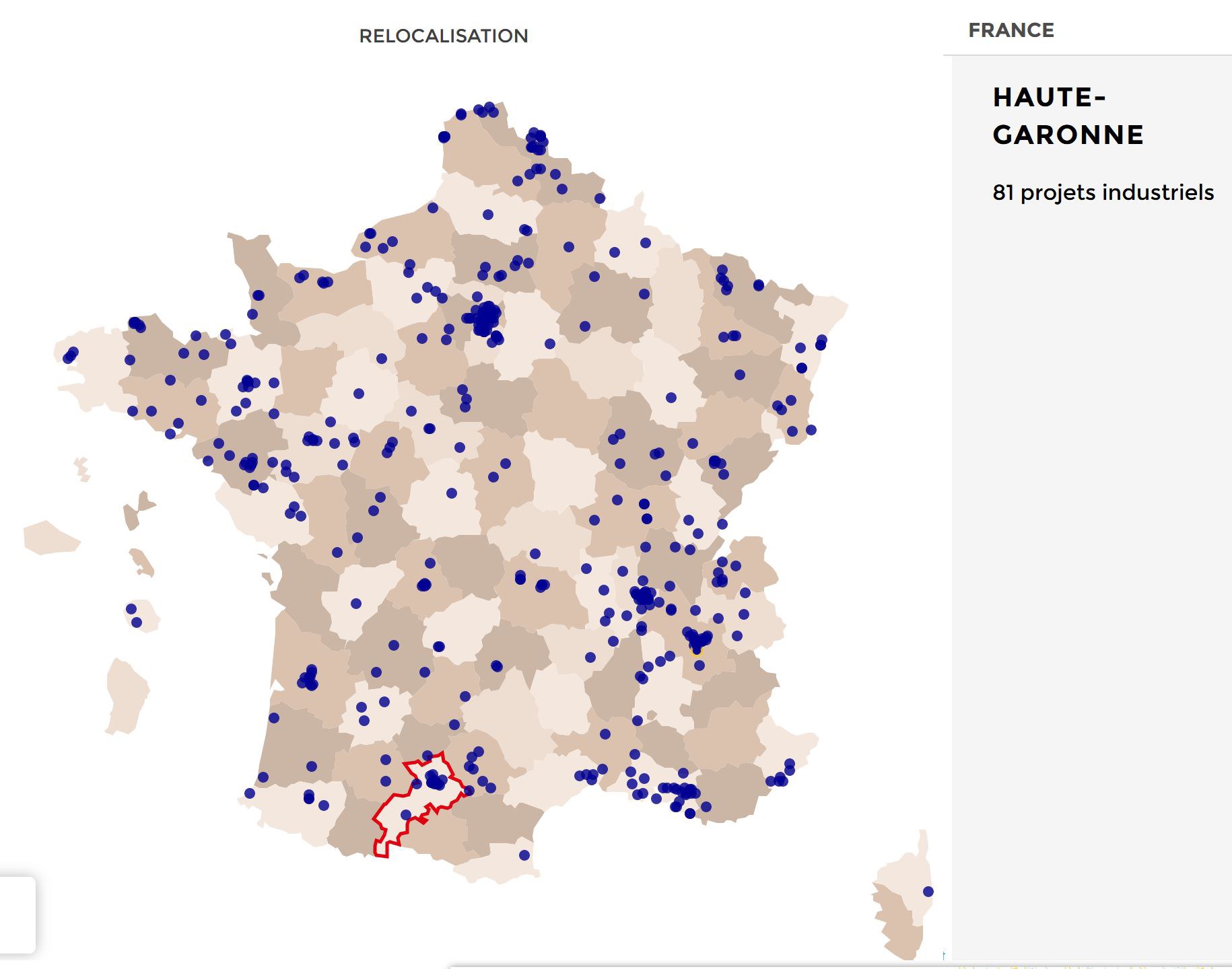 Industrie relocalisation capture carte des projets