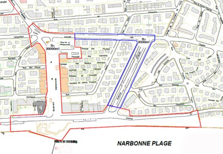 Narbonne Plage périmètrs deux secteurs d'études espaces publics