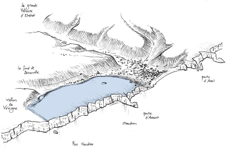 Etretat : croquis de la grande perspective des falaises - la grande valleuse - Alain Freytet paysagiste