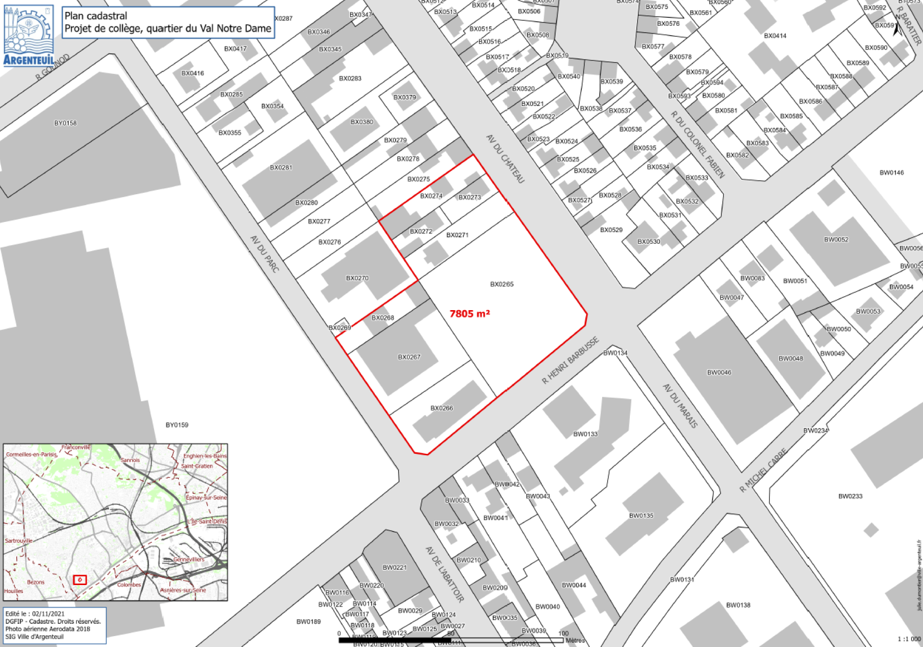 EPT Boucle Nord Seine - DUP Argenteuil Plan cadastral collège.png