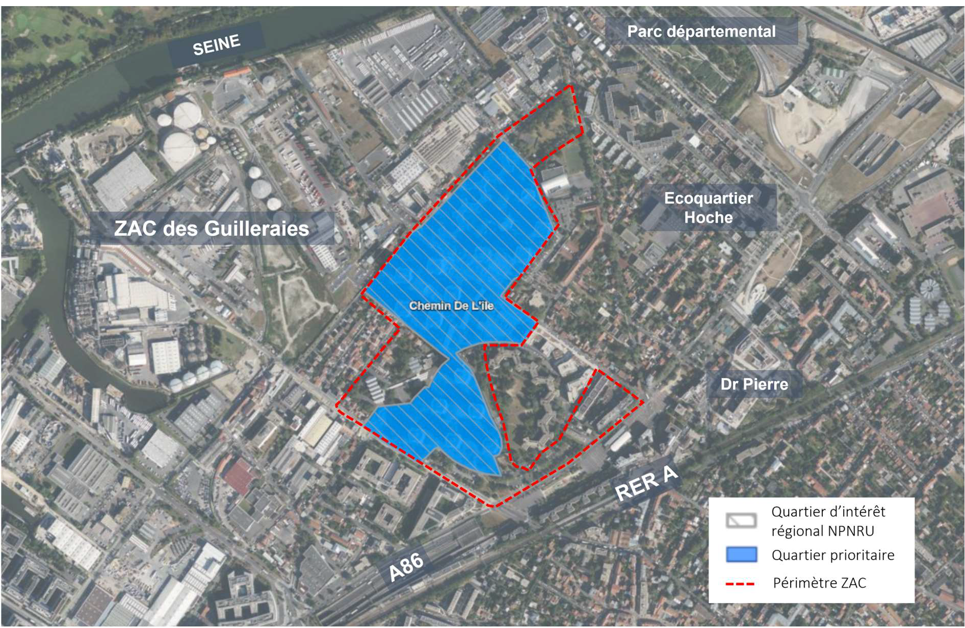 Nanterre Chemine de l'île Localisation ZAC.png